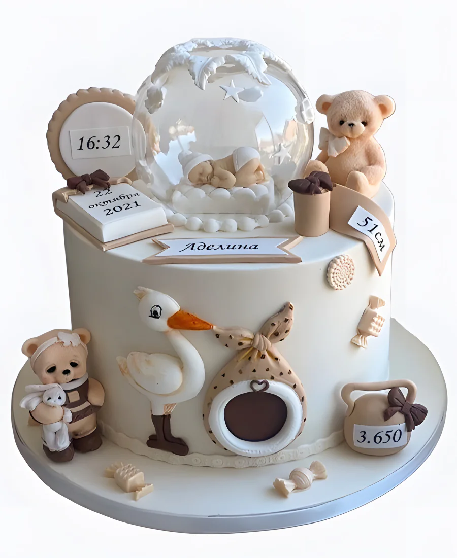 Торт Аист и мишки Фото