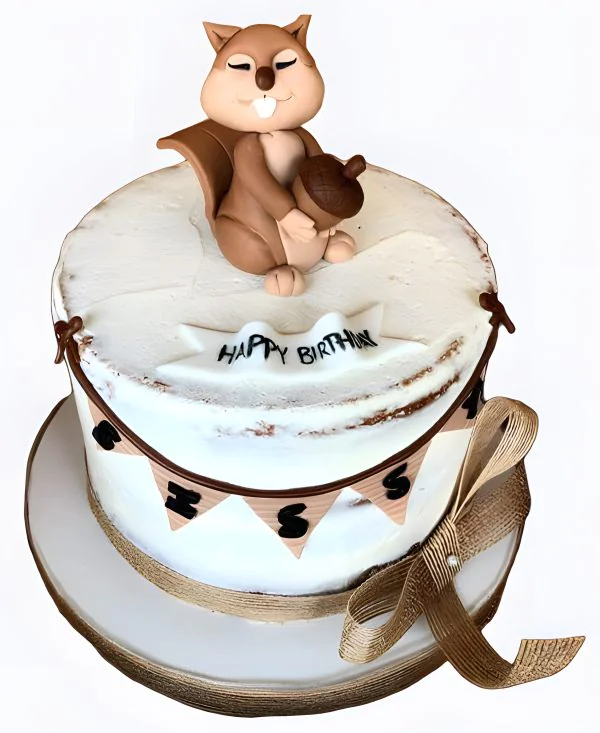 Торт Белочка с лентой Фото