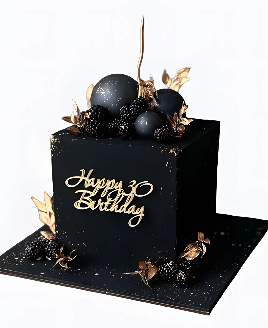 Торт Чёрный куб с золотом Фото