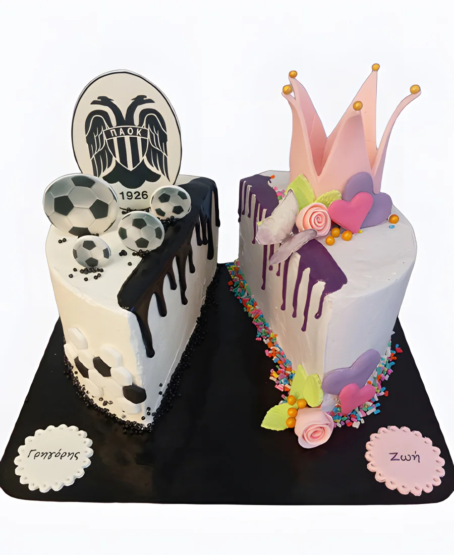 Торт Футбольный принц и нежная принцесса Фото