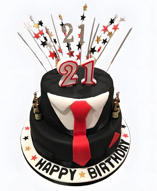 Торт Галстук и фейерверк Фото