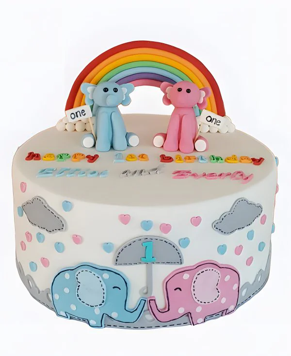 Торт Голубой и розовый слон Фото