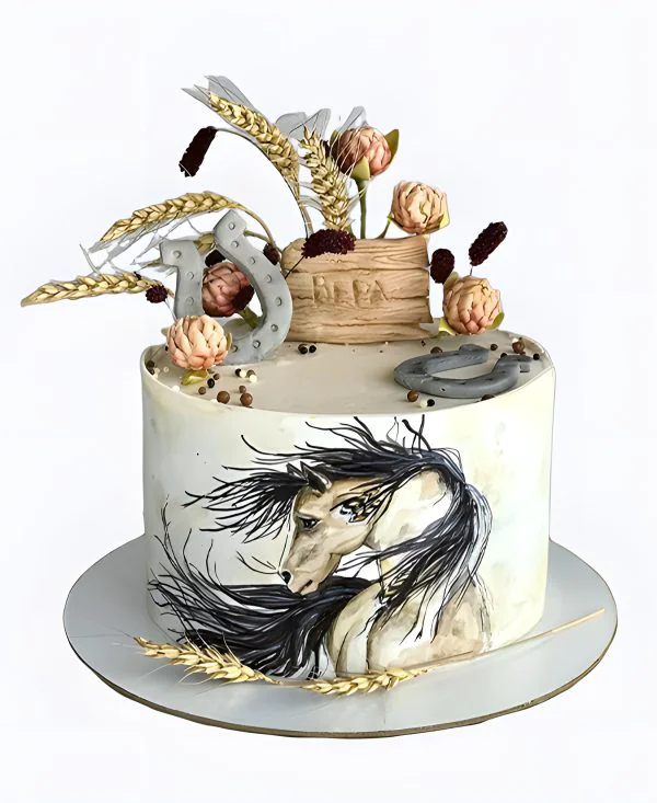 Торт с рисунком лошади Фото