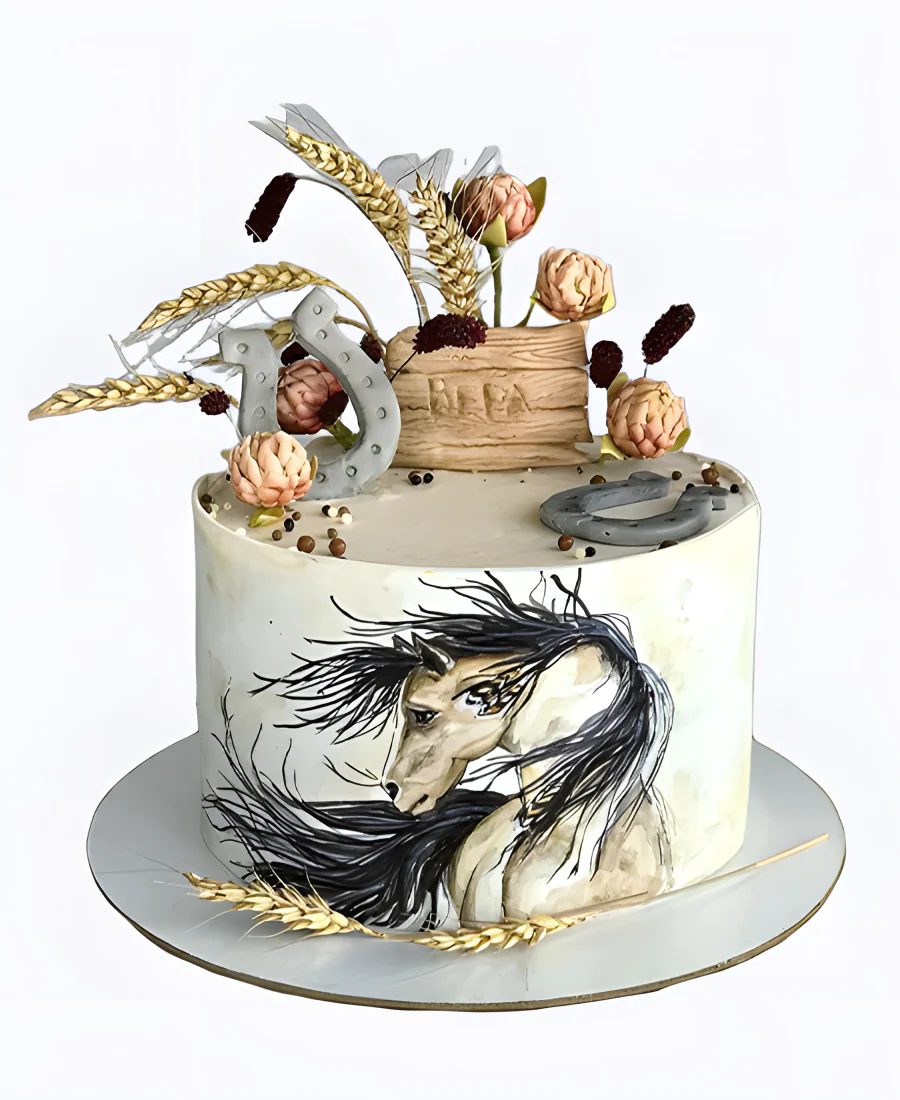 Торт с рисунком лошади Фото