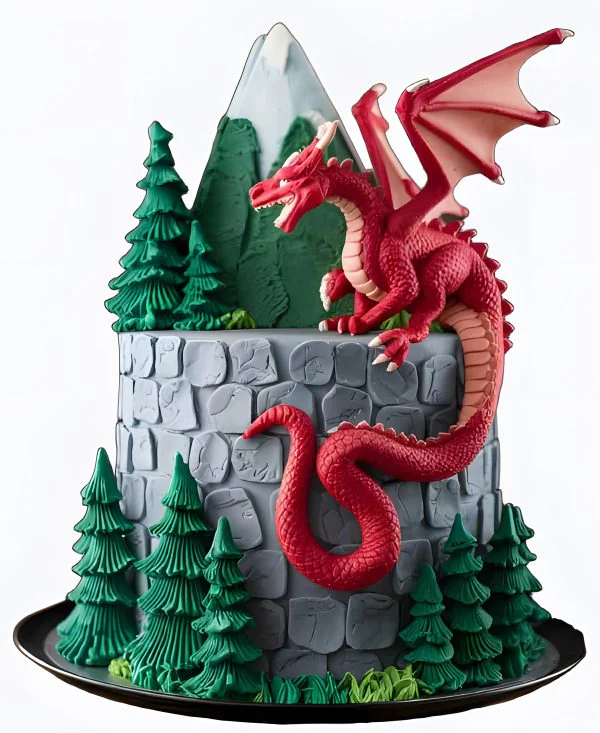Торт Красный дракон в горах Фото