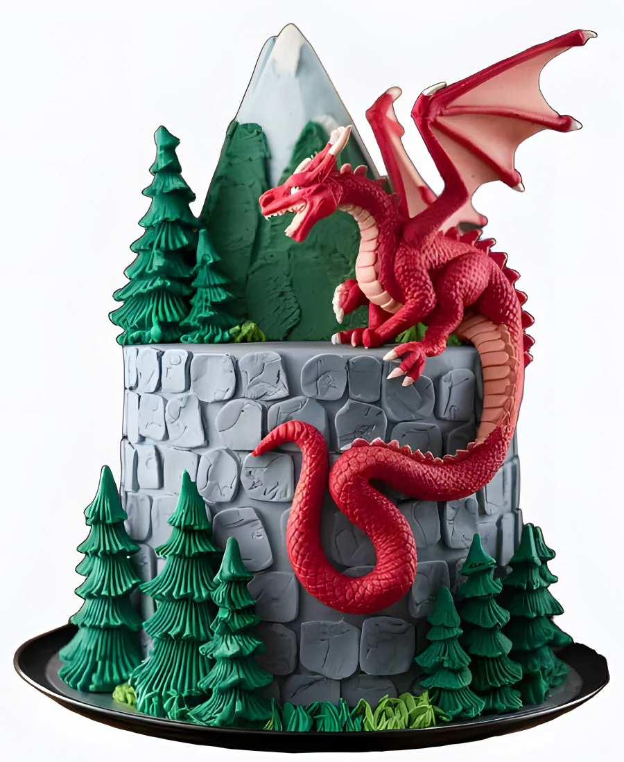 Торт Красный дракон в горах Фото