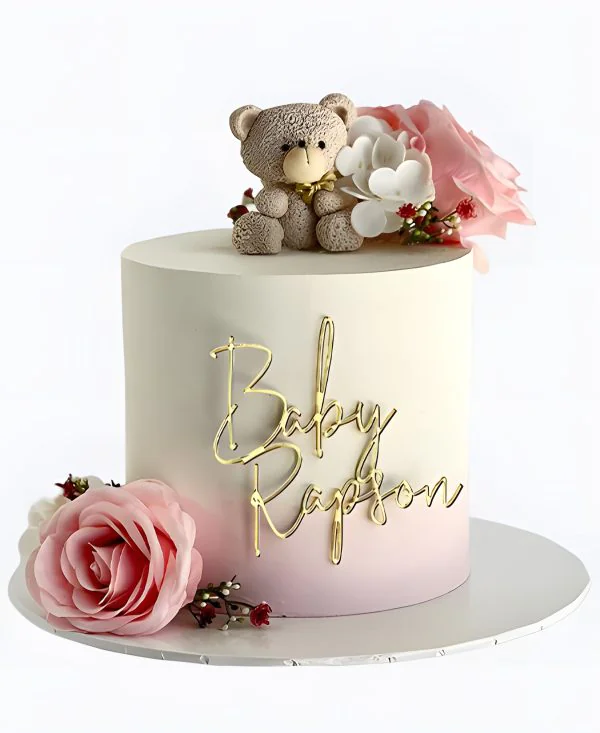 Торт Мишка и розы Фото