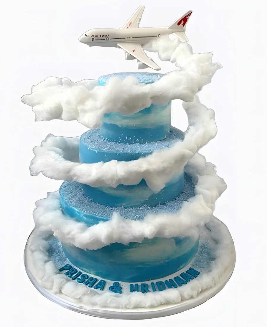Торт Небо и самолёт Фото
