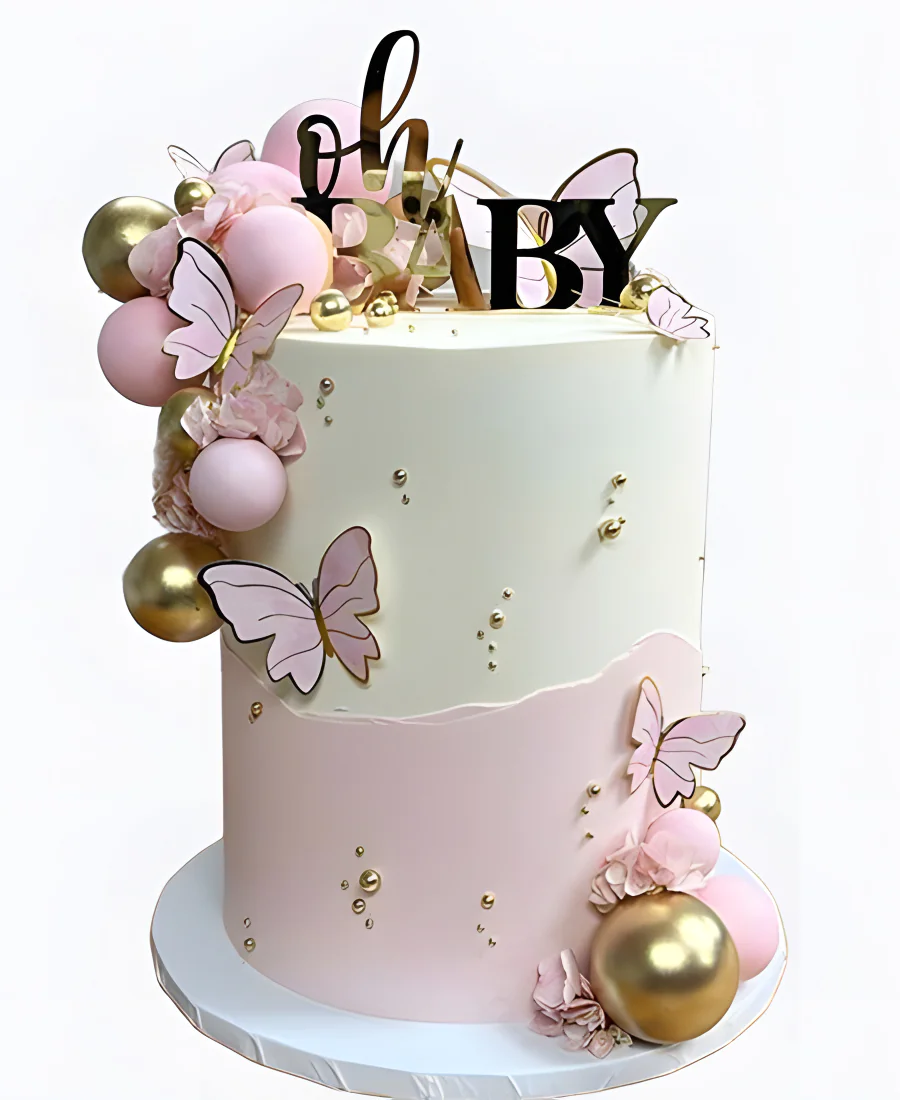 Торт Розовый бабочковый Фото