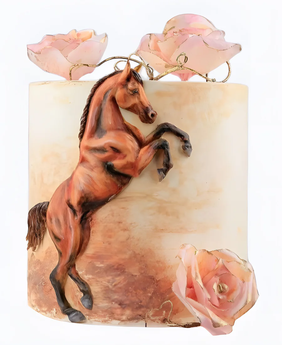 Торт с розовой лошадью Фото