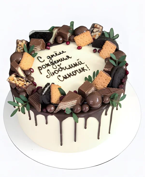 Торт Шоколадный дрип с печеньем Фото