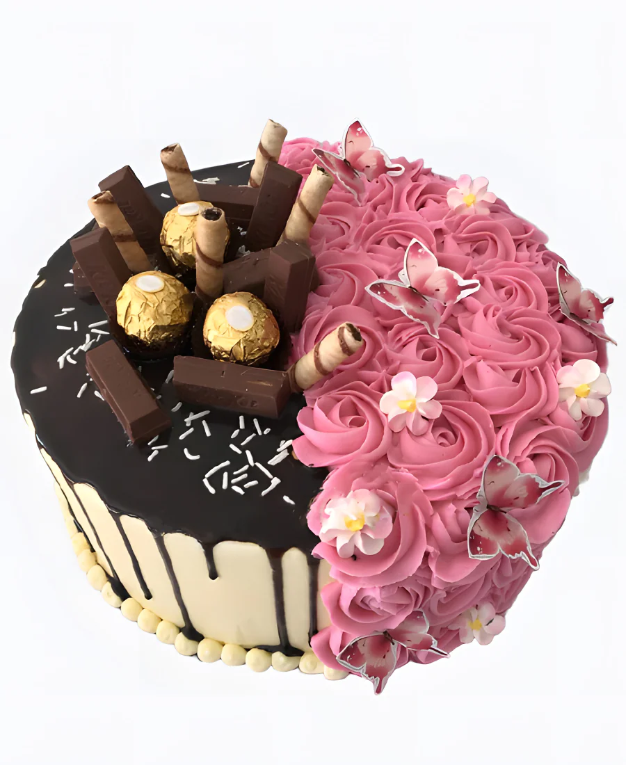 Торт Шоколадный герой и цветочная принцесса Фото