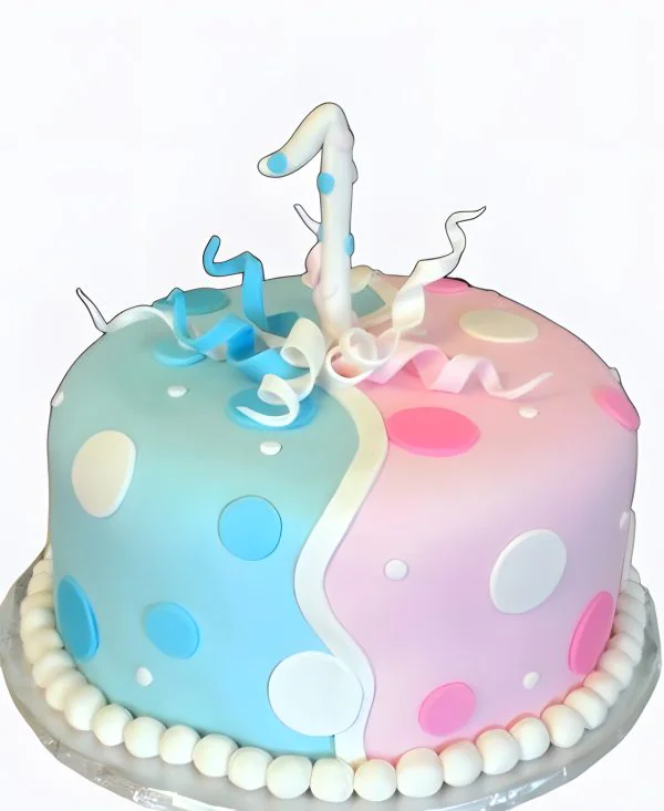 Торт В горошек для двоих с цифрой Фото