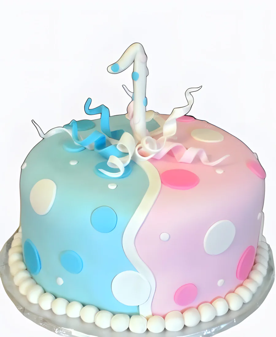 Торт В горошек для двоих с цифрой Фото