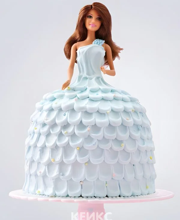 Торт Барби в голубом платье Фото