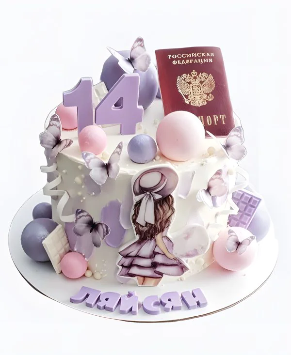 Торт Бабочки и паспорт Фото