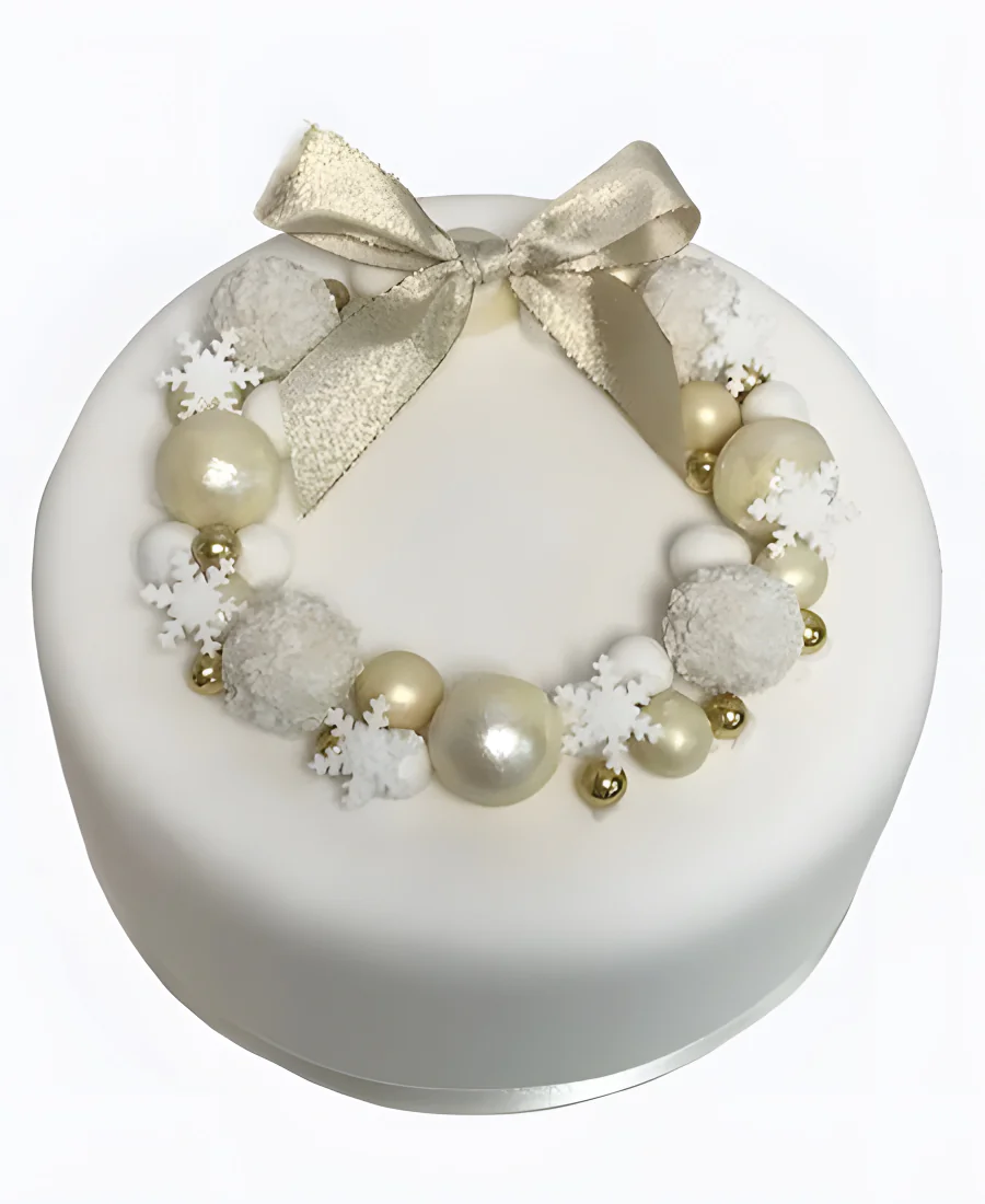 Торт Белый новогодний венок Фото