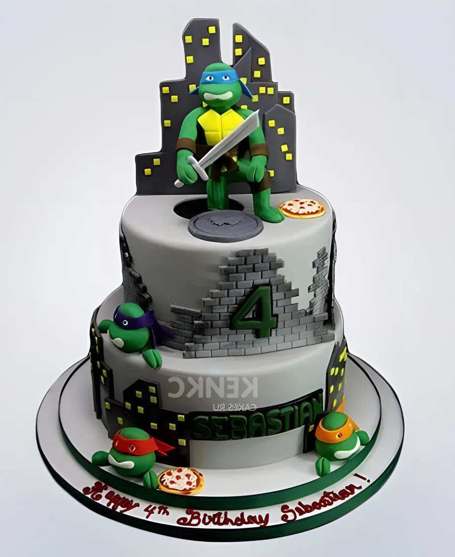 Большой торт в стиле Черепашек ниндзя Фото
