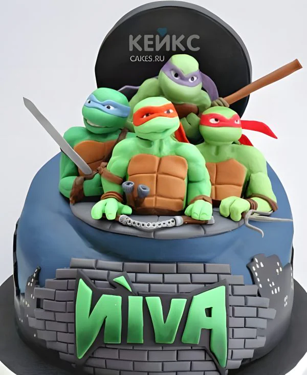 Торт черепашки ниндзя в канализационном люке Фото
