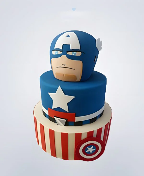 Торт в виде капитана америки Фото
