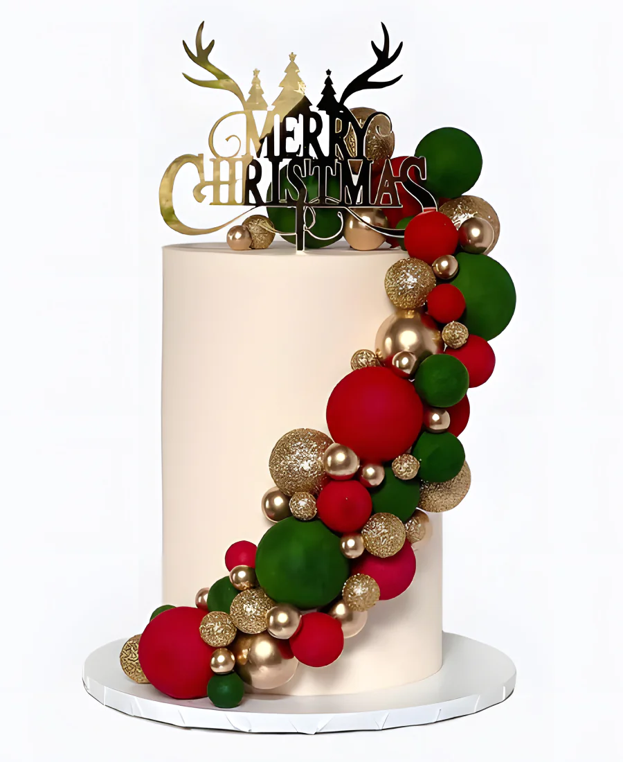 Торт Каскад новогодних шаров Фото