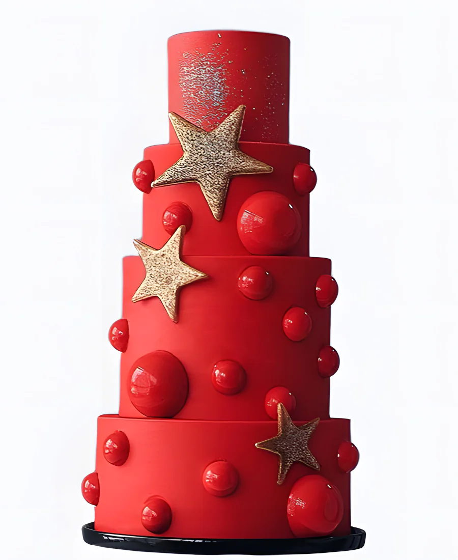 Торт Красные шары и звезды Фото