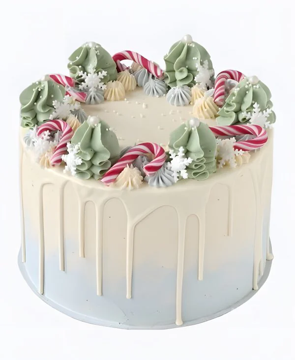 Торт Кремовые ёлочки и леденцы Фото