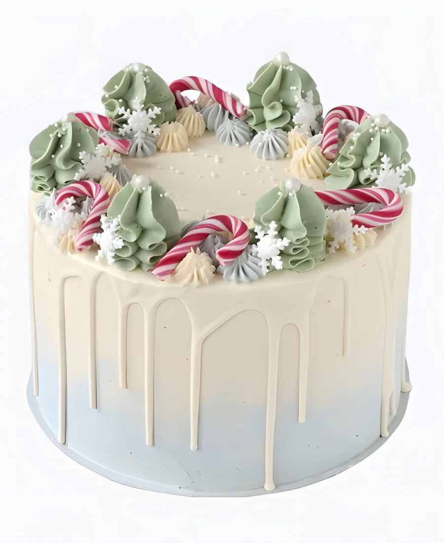 Торт Кремовые ёлочки и леденцы Фото