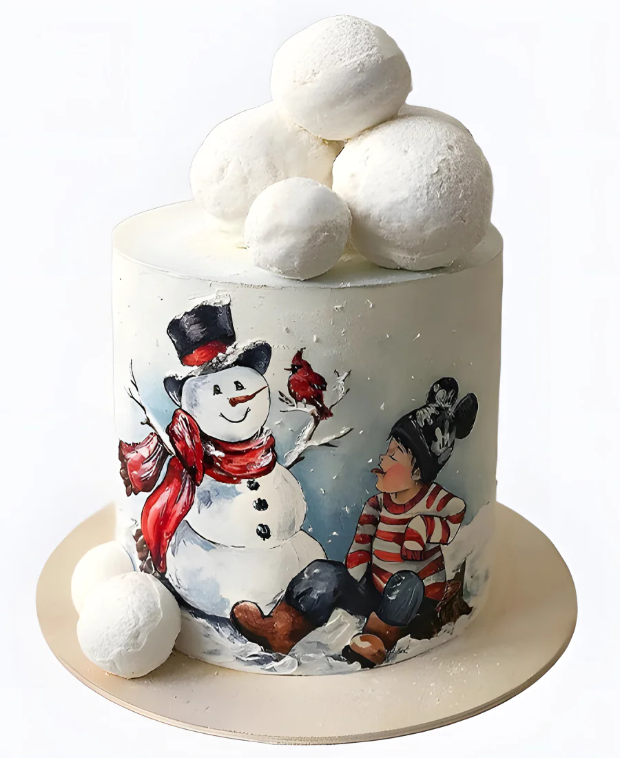 Торт Мальчик и снеговик Фото