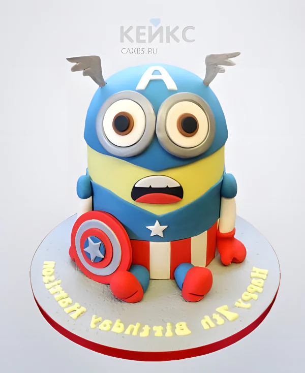 Торт мстители капитан америка в виде миньона Фото