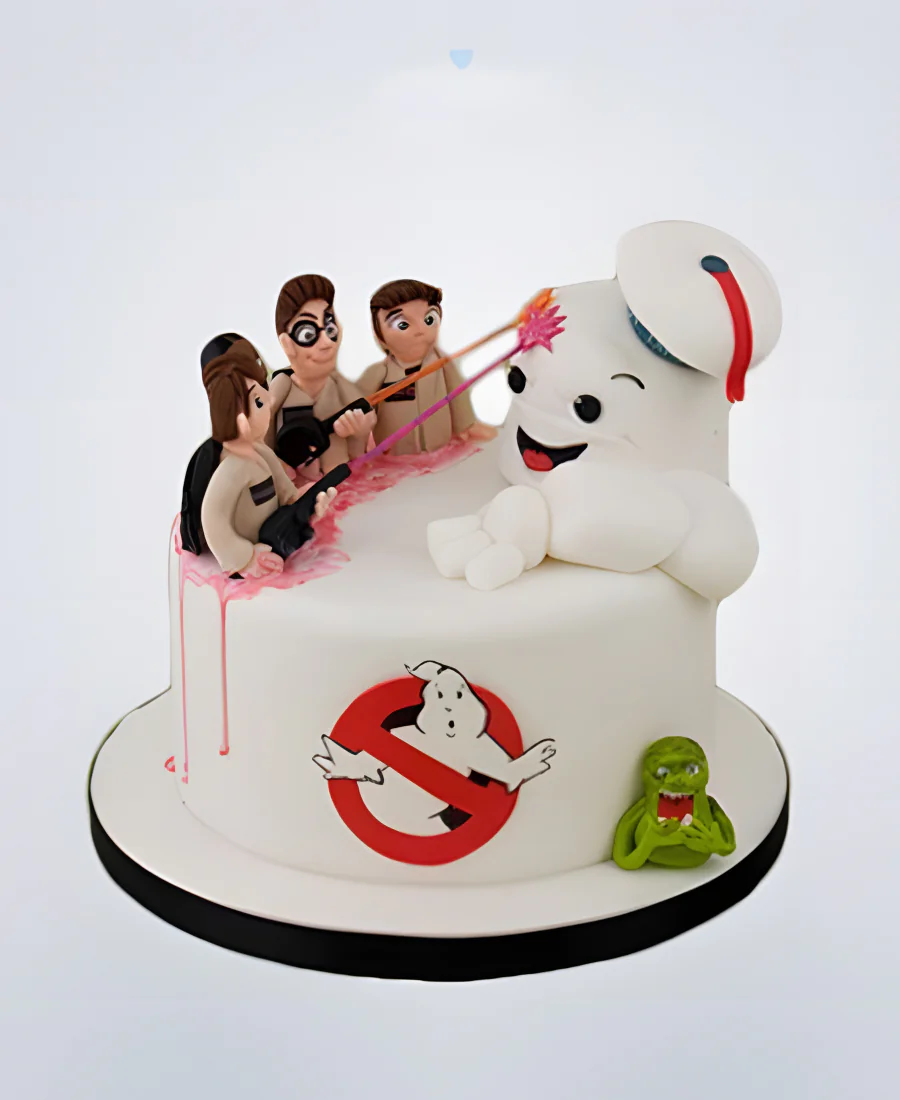 Белый торт охотники за привидениями с фигурками Фото