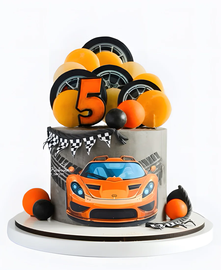 Торт Оранжевый спорткар Фото