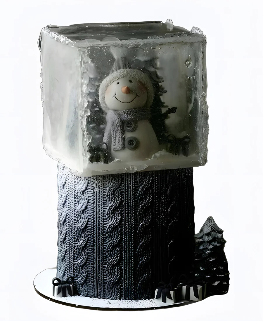 Торт Снеговик в ледяном кубе Фото