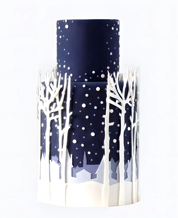 Торт Снежная ночь над домами Фото