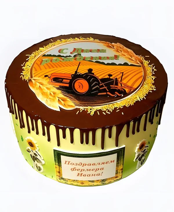 Торт Трактор на поле Фото
