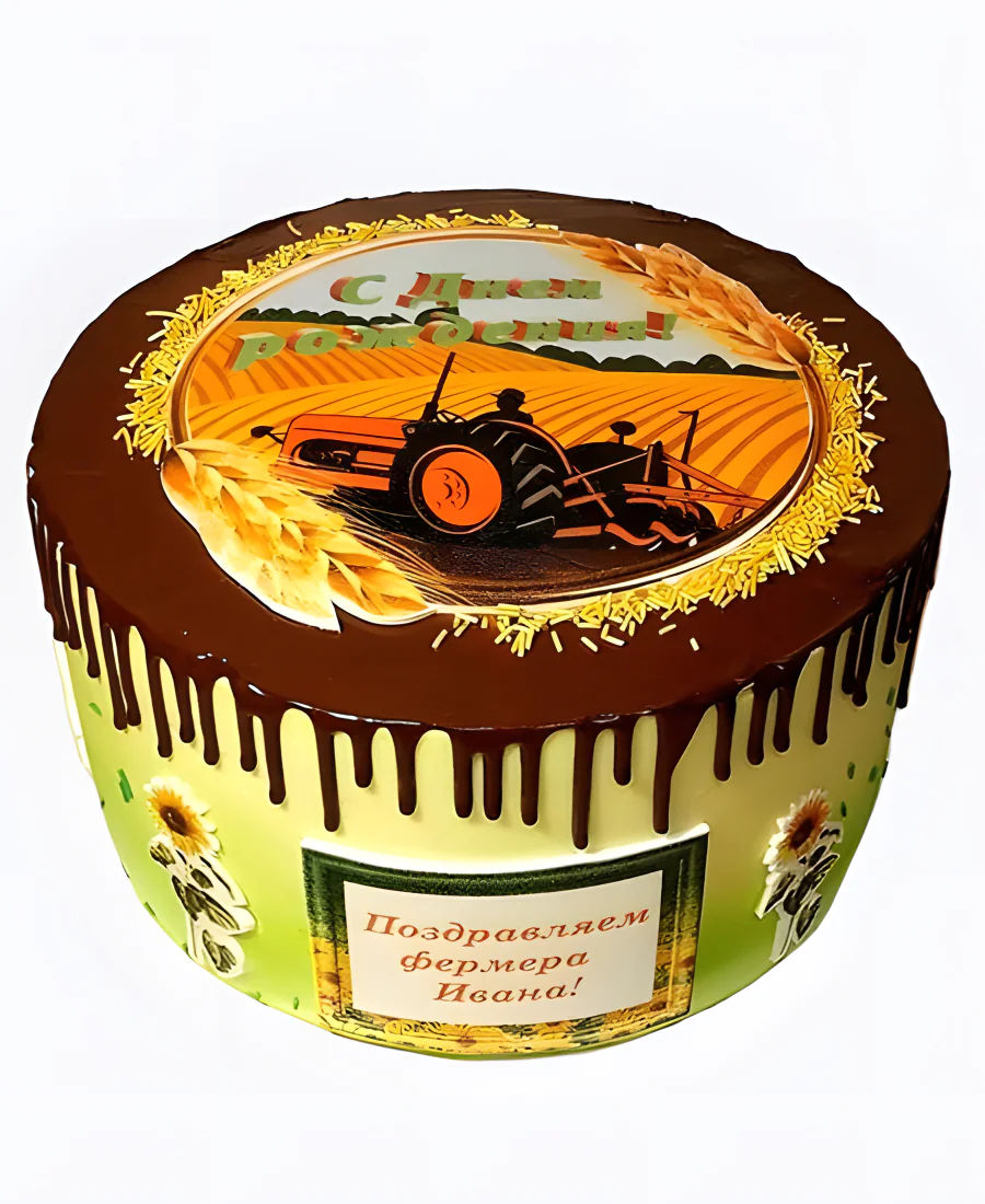 Торт Трактор на поле Фото
