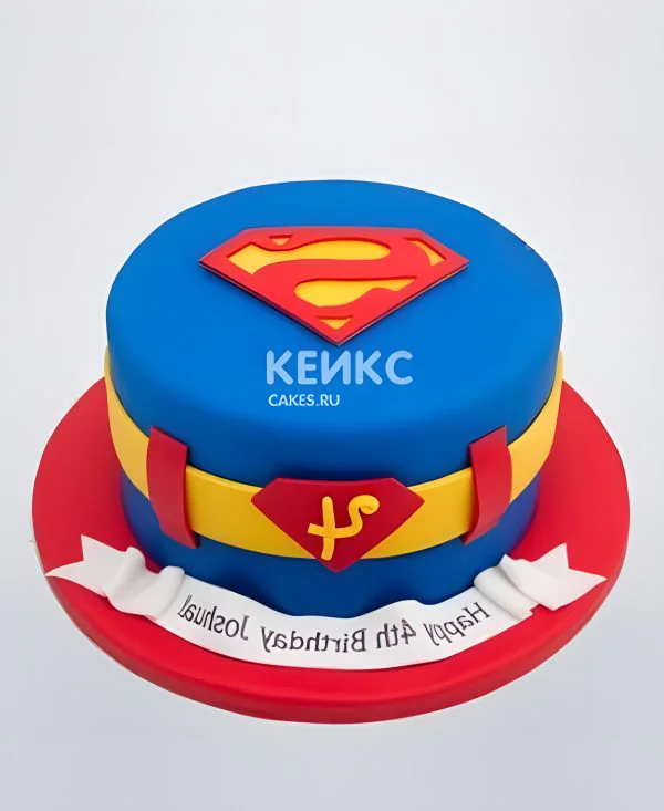Торт в стиле Супермен с эмблемой Фото