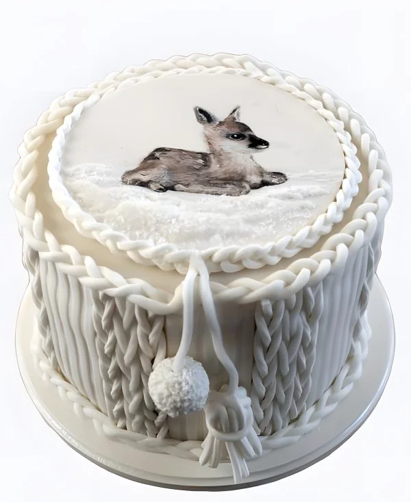 Торт Вязаный плед с оленёнком Фото