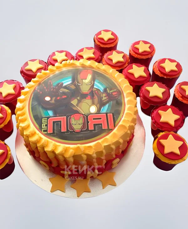 Торт Железный Человек с фотопечатью Фото