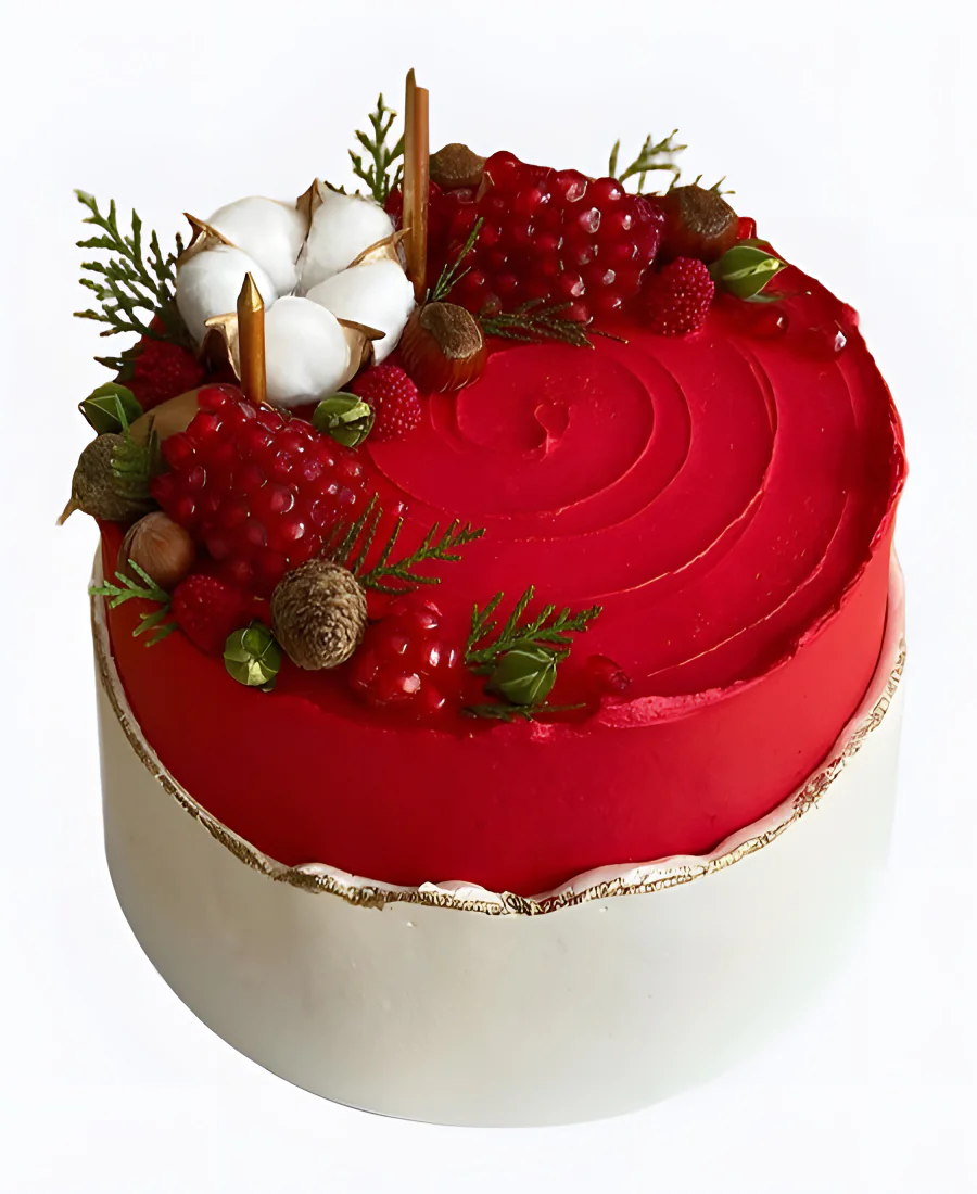 Торт Зимний лес в красном Фото