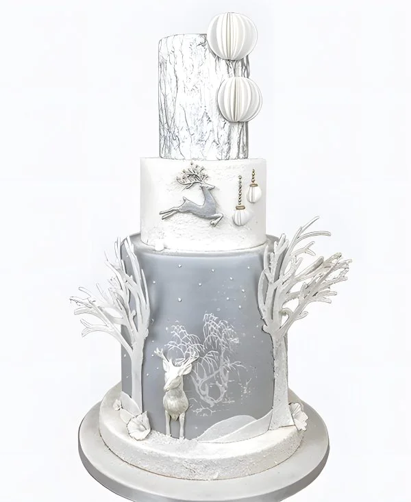 Торт Зимний лес в серебре Фото