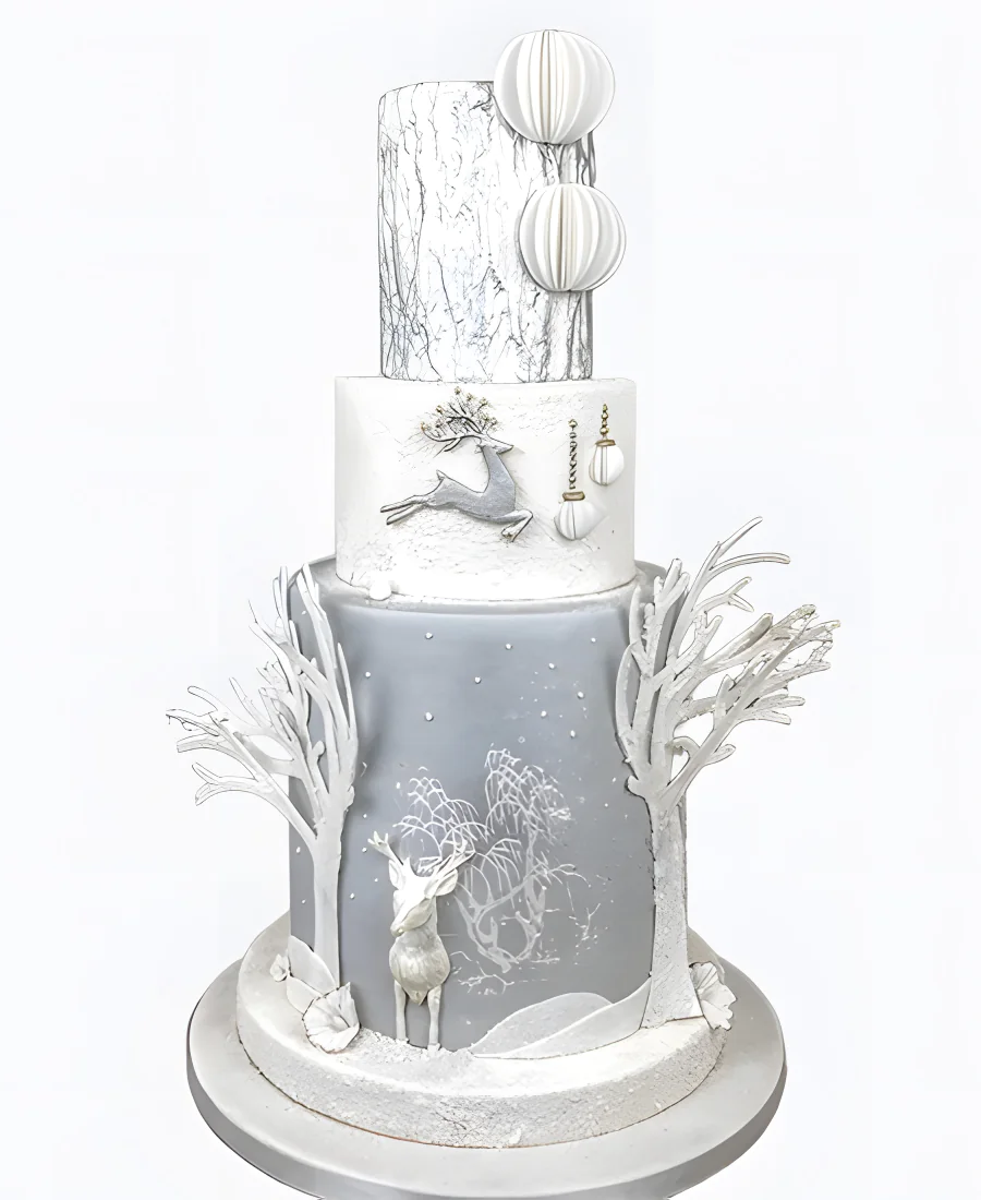 Торт Зимний лес в серебре Фото