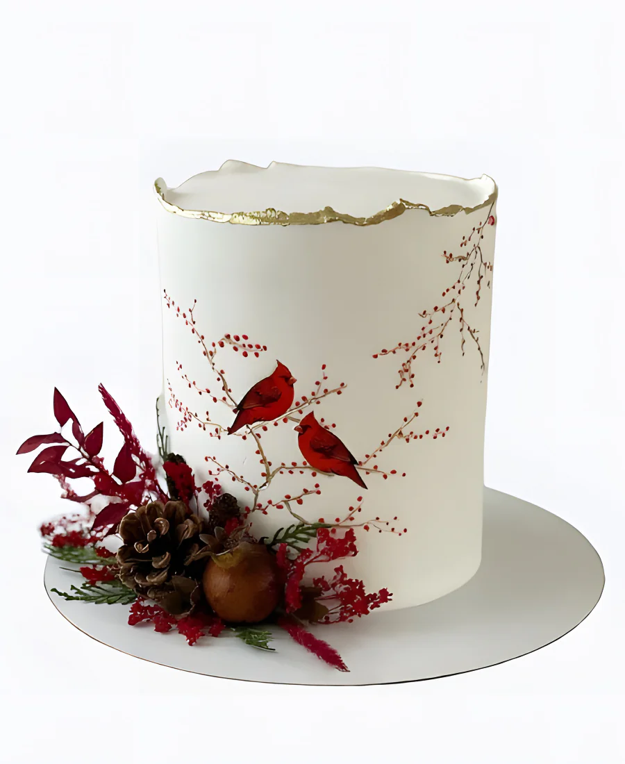 Торт Зимний сад с птицами Фото