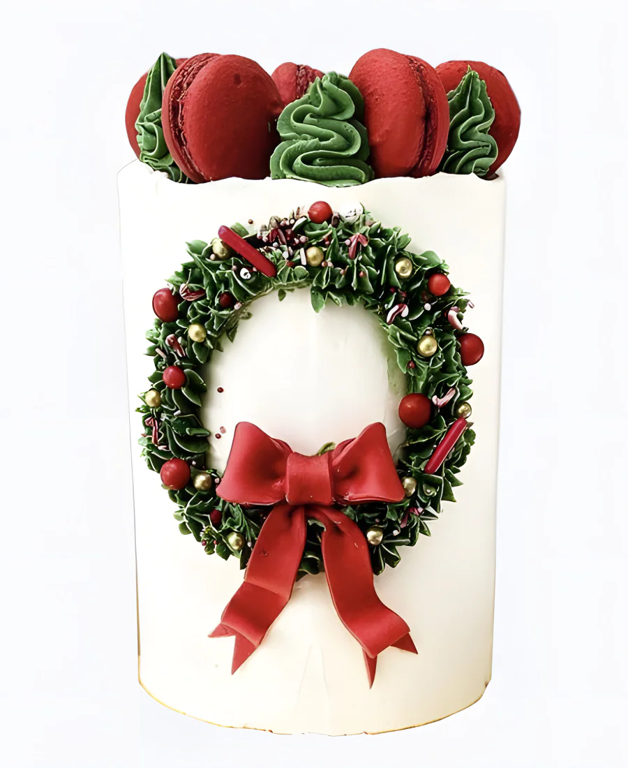 Торт Зимний венок с макарон Фото