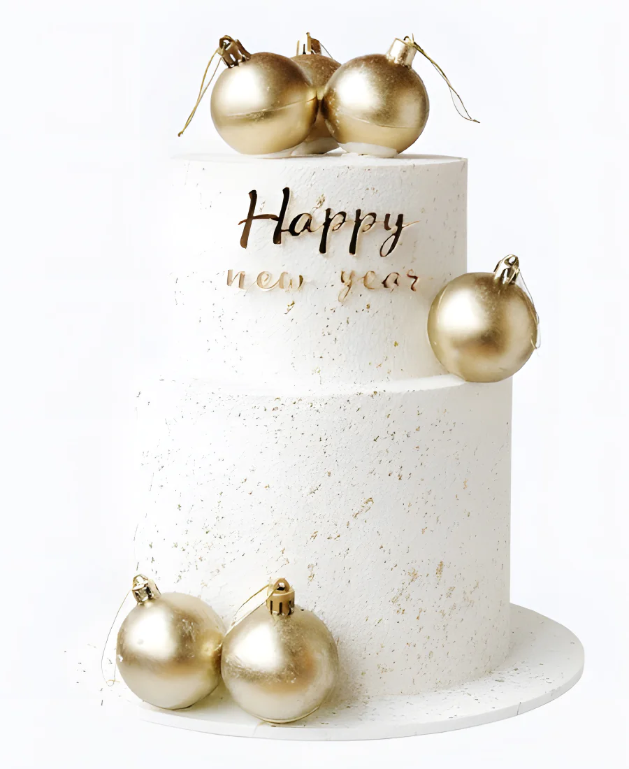 Торт Золотые шары на снегу Фото