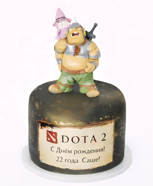 Торт Дота 2 с фигуркой персонажа игры Фото