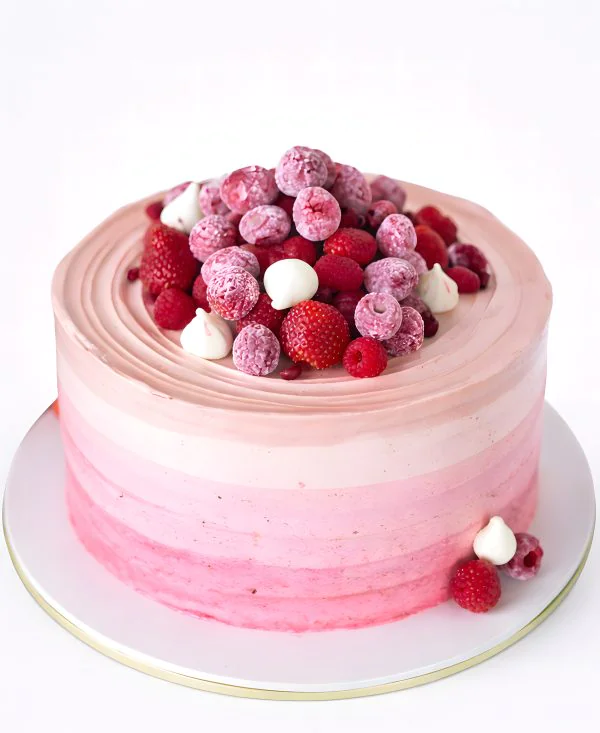 Розовый бенто-торт с ягодами Фото