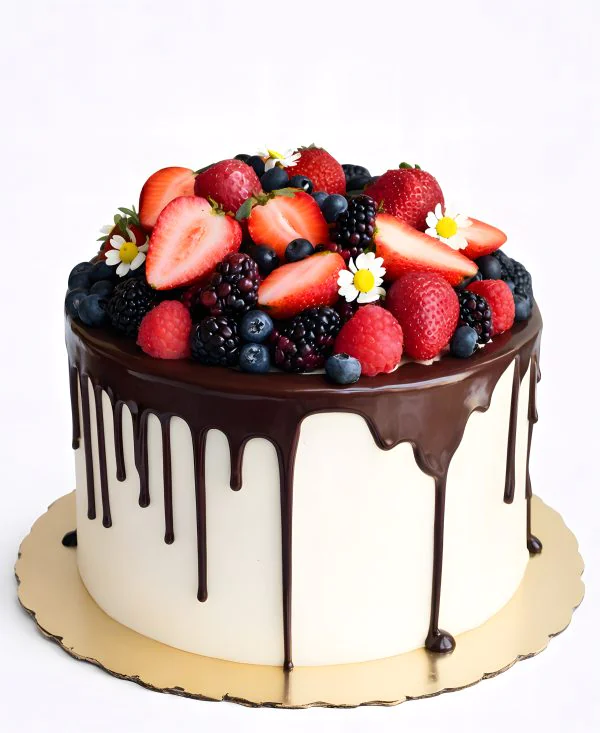 Торт с клубникой и лесными ягодами Фото