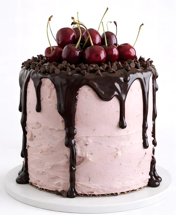 Шоколадный торт с черешней без мастики Фото