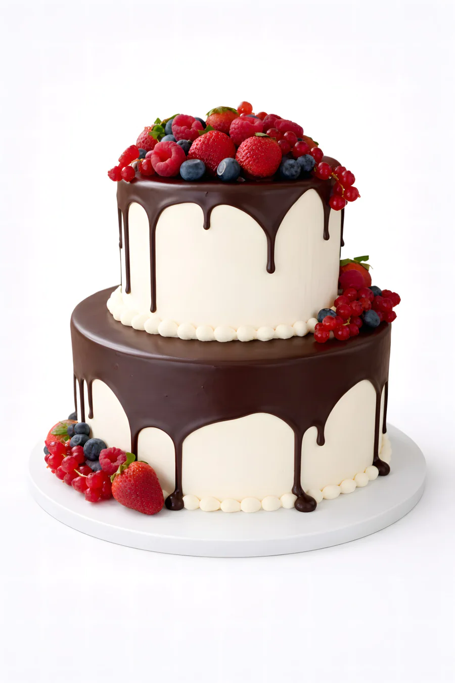 Торт с глазурью и ягодами на день рождения Фото